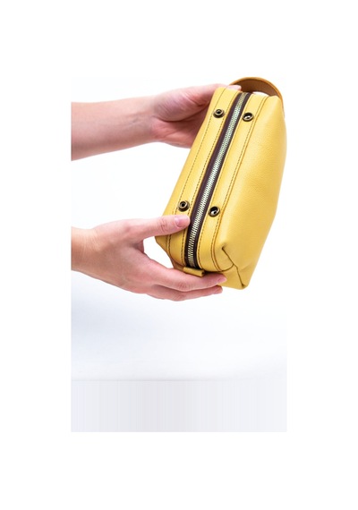 Gillario Design 06 Unisex Full Deri Sarı Dopp Kit