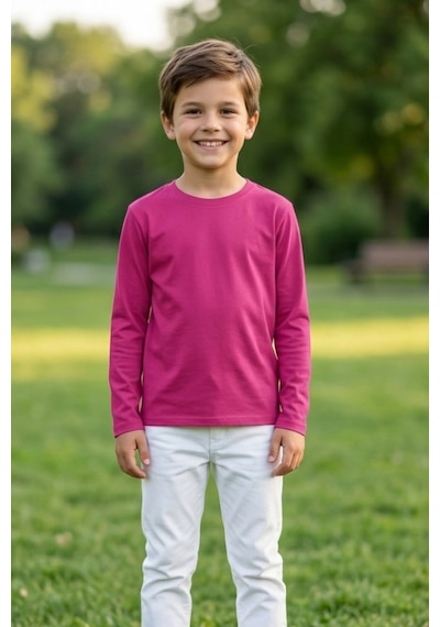 Kiagu Erkek Çocuk Uzun Kollu Basic Düz Tişört %100 Pamuk Bisiklet Yaka T-shirt 2-13 Yaş Fuşya Kiagu Erkek Çocuk Uzun Kollu Basic Düz Tişört %100 Pamuk Bisiklet Yaka T-shirt 2-13 Yaş Fuşya
