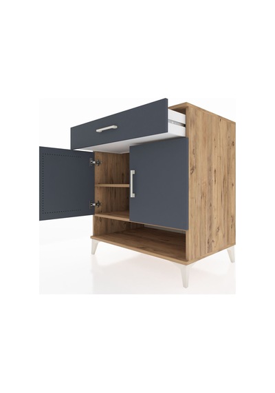 Kronos Şifonyer 2 Raflı Tek Çekmeceli 2 Kapaklı 88x59x96 Çam-... Çam