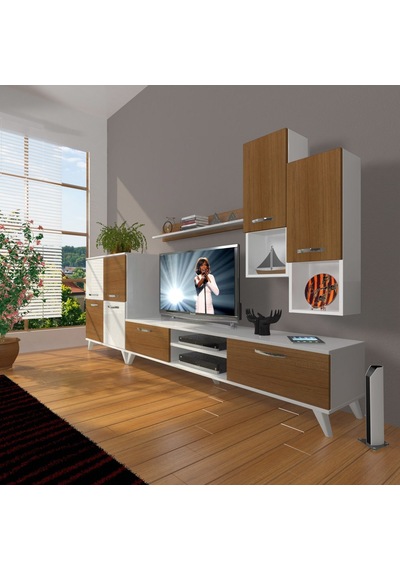 Decoraktiv Eko 6da Mdf Dvd Retro Tv Ünitesi Tv Sehpası Beyaz - Ceviz