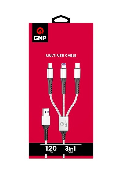 GNP 3in1 Dayanıklı Kablo Gri