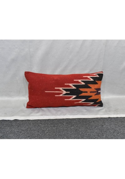 Zehra Abla Halı Yeni El Dokuma Dekoratif Lumbar Kilim Kırlent Yastık Kılıfı 6199