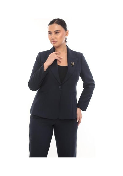 Prenses Kadın Şık Blazer Ceket Pantolon Takım Zarif Günlük Ofis Model Lacivert