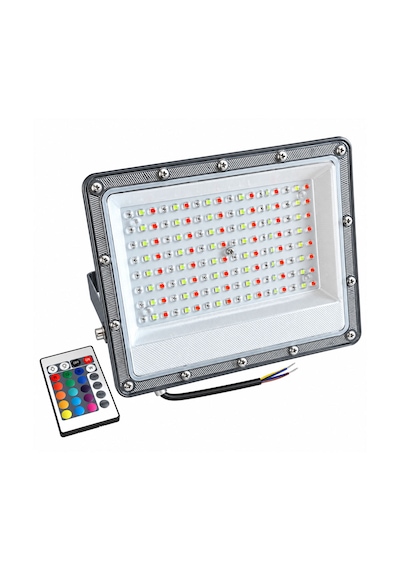 Dış Mekan Slim Led Projektör 100 Watt Rgb Uzaktan Kumandalı Yüksek Lümenli 100w