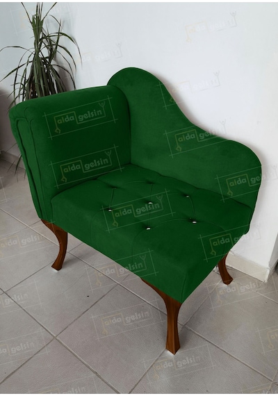 Yeni Model Tekli Köşe Koltuğu Josefin Bench Ceviz Ayak Yeşil