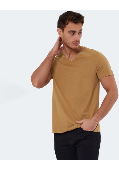 Slazenger RIVALDO Erkek V Yaka Toprak Tişört