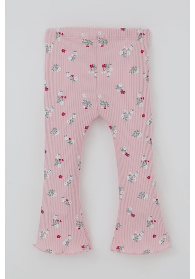 Breeze Kız Bebek Taytlı Takım Çiçek Desenli Yaka Kısmı Fırfır Detaylı 6 Ay-2 Yaş, Pembe Pembe