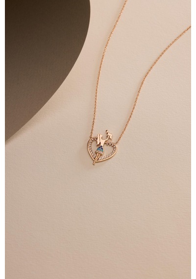 925 Ayar Gümüş Rose Kaplama Kalp Model Anne Bebek Kolye Rose Gold