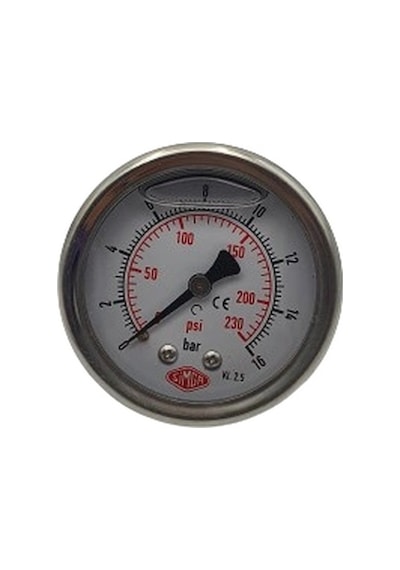 Manometre Gliserinli Arka Çıkışlı Q52 - 0 - 16 Bar 1/4
