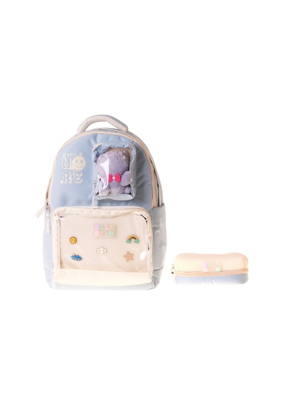 Calacilo Smile Kız Çocuk Turkuaz Smile Baskılı Okul Sırt Çantası Ve Kalemlik Seti - Setcc-c4110c