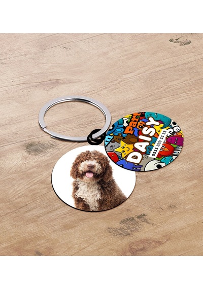 Bk Gift Evcil Dostlara Özel İsimli 2 Li Ahşap Pet Tasma Künyesi - Model 1-7 Çok Renkli