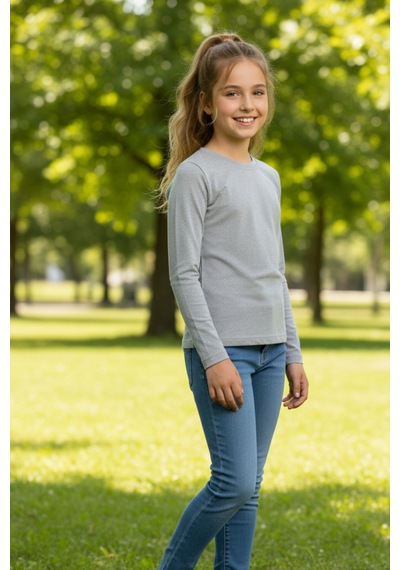 Kiagu Gri Basic Uzun Kol T-shirt- Terletmeyen Esnek Kumaş Pamuklu Mevsimlik Gri Uzunkol Kız Çocuk Tsort Gri Kiagu Gri Basic Uzun Kol T-shirt- Terletmeyen Esnek Kumaş Pamuklu Mevsimlik Gri Uzunkol Kız Çocuk Tsort Gri