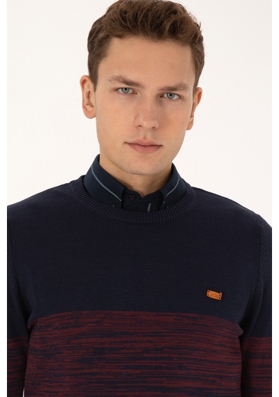 U.S. Polo Assn. Erkek Slim Fit Bisiklet Yaka Lacivert Kazak 50314970-VR033