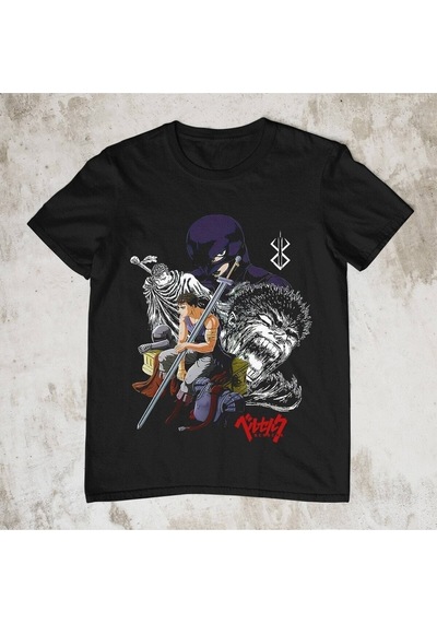 Noıssey Kırmızı Etiket Berserk Anime 90s Graphic Unisex T-shirt 14507 Siyah