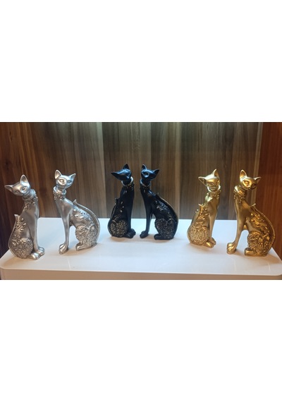 13 Cm-18 Cm Ebatlarda Kırılmaz Polyestr2li Siyah Renk Kedi Biblo