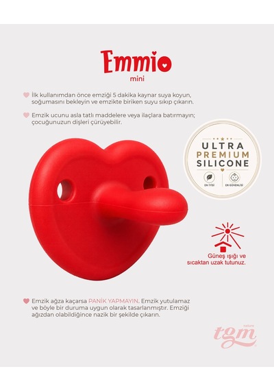 Tgm Baby Ultra Premium Silikon Kalpli Emzik Mini Kırmızı