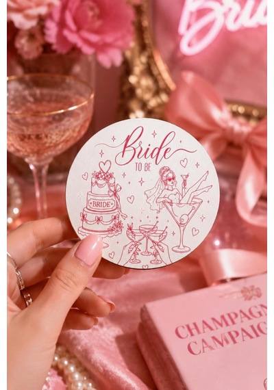 Bride To Be Temalı Bekarlığa Veda Bardak Altlığı 6 Lı Set 9 Cm Mdf Gold