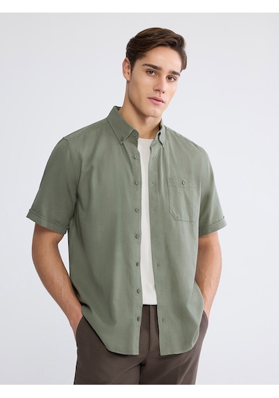 Lcwaıkıkı Classic Haki Regular Fit Poplin Erkek Gömlek
