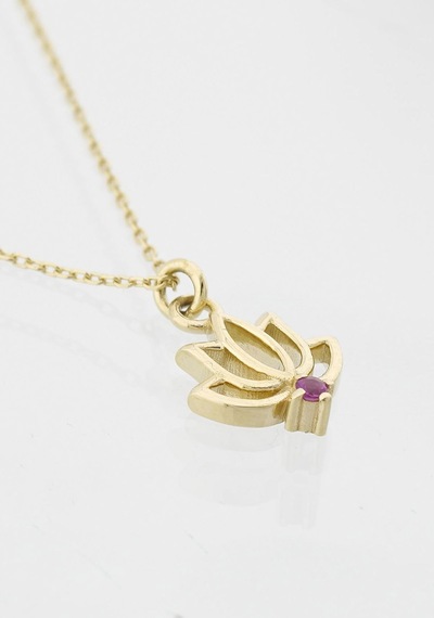 Yakut Lotus Çiçeği Kolye 27256082