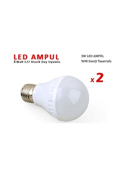 3w Enerji Tasarruflu Led Ampul 2 Adet Beyaz