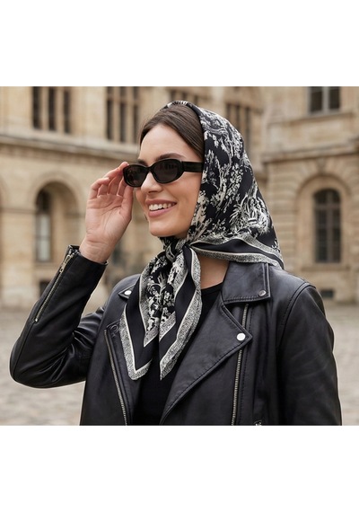 Monokrom Orman Desen 70 70cm Bandana/fular Çok Renkli