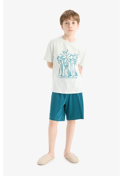 DeFacto Erkek Çocuk Pijama Takımı Kısa Kollu Üst Esnek Belli Şort F1735A825HSBE516 DeFacto Erkek Çocuk Pijama Takımı Kısa Kollu Üst Esnek Belli Şort F1735A825HSBE516