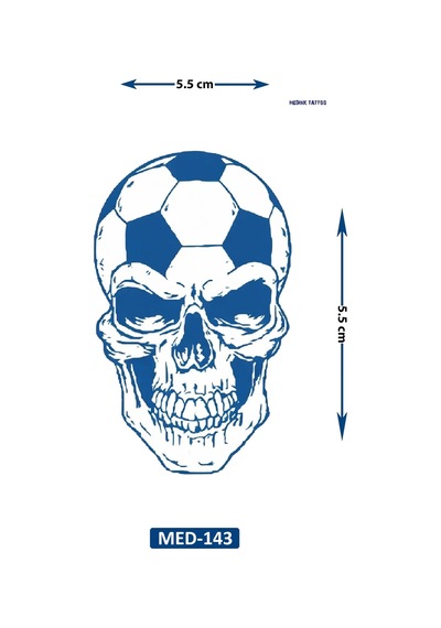 Futbolcu Kuru Kafa 5 Cm Minimal Geçici Dövme Yarı Kalıcı Geçici Dövme