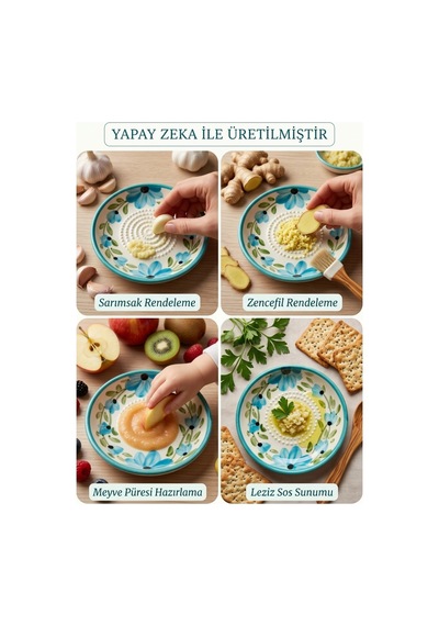 Bsg Design Seramik Sarımsak Ve Zencefil Rende Tabağı 13 Cm - El Yapımı Çini Rende - 945375397 Diğer