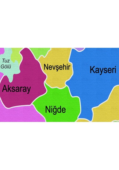 Doğaltercih Türkiye Haritası Kanvas Tablo Sınır Komşulu Eğitici ve Öğretici Dekoratif Tablo 3092