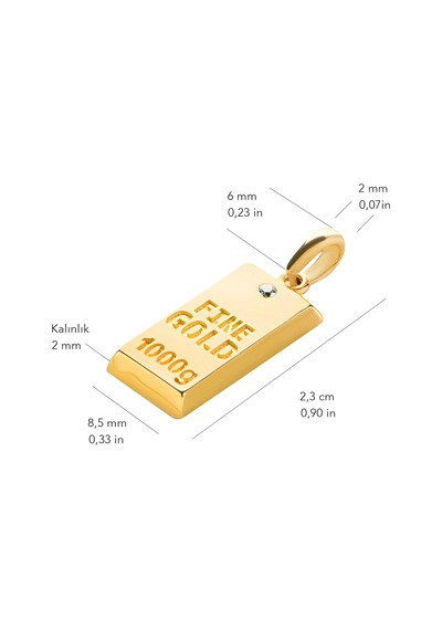 14 Ayar Altın Külçe Fine Gold Kolye Ucu 1,05 Gr-6636 Altın