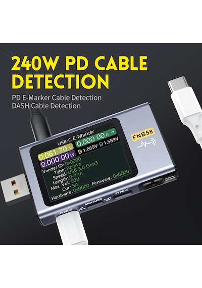 Fnırsı Fnb58-bt Bluetooth Usb Voltmetre Ampermetre Test Cihazı