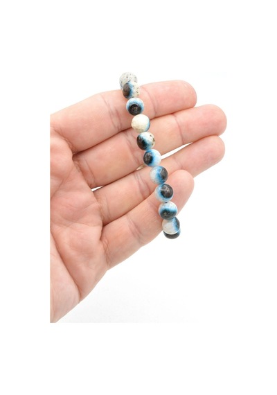 Hakiki Doğal Blue Ice Glaserit Taşı Bileklik 9 Mm Mavi