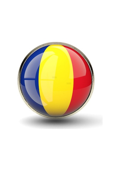 Romanya Romania Bayrak Rozeti - Paslanmaz Çelik Yuvarlak Yaka Rozeti Çok Renkli