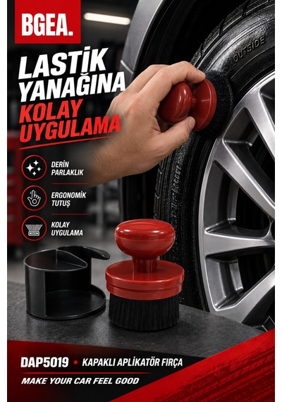 Bgea Premium Kapaklı Oto Lastik Parlatma Aplikatör Fırçası