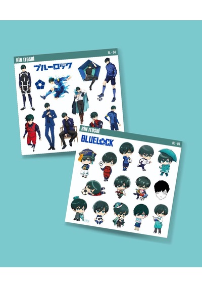 Bluelock-rin İtoshi-parlak Kağıt -2li Sticker Set-telefon Süsleme Blue Lock Etiket Mavi
