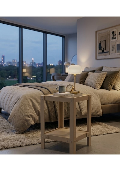 Modern Kare Sehpa , Komidin İle Rafine Düzen 50x30x30 Gri