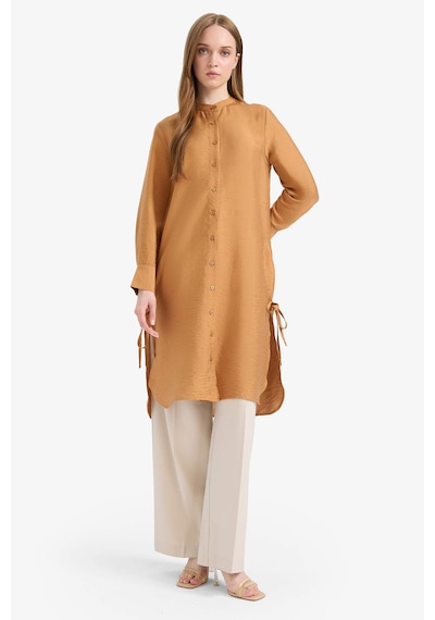 DeFacto Regular Fit Basic Düz Yanları Bağcıklı Uzun Kollu Tesettür Gömlek Tunik F2182AX25SMBN563