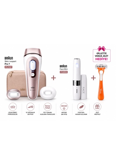Braun Skin İ-expert Pro 7 Pl7147 Akıllı Ipl Cihazı + Mini Tüy Alma , Venüs Jilet Hediyeli