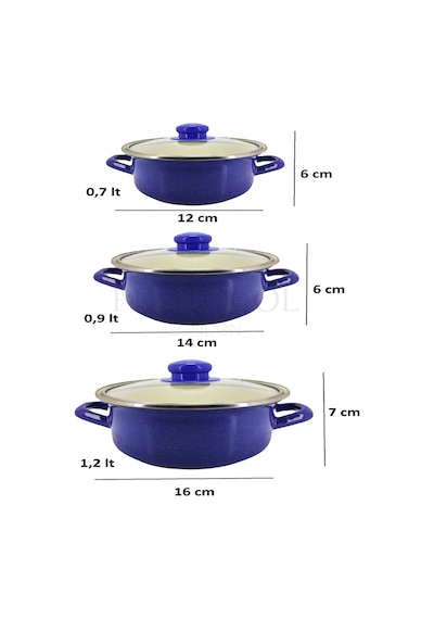 Lüks Mini Emaye Tencere Seti 12/14/16 Cm, 6 Parça Saklama Kabı Renkli