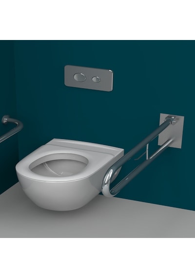 Mafsallı Engelli Tutunma Barı Wc Kağıtlık Gri - Gümüş