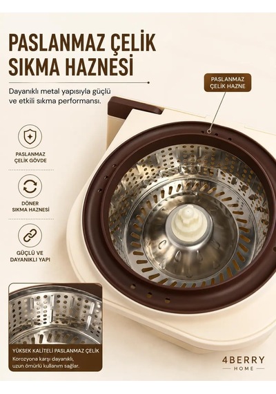 Home Fb-111 Mikrofiber Spin Mop Seti Tekerlekli Kova