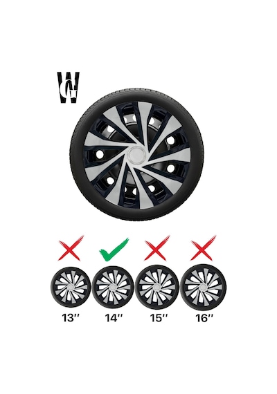 Volkswagen Polo 14 İnç Jant Kapağı 4 Adet Siyah Gri C122