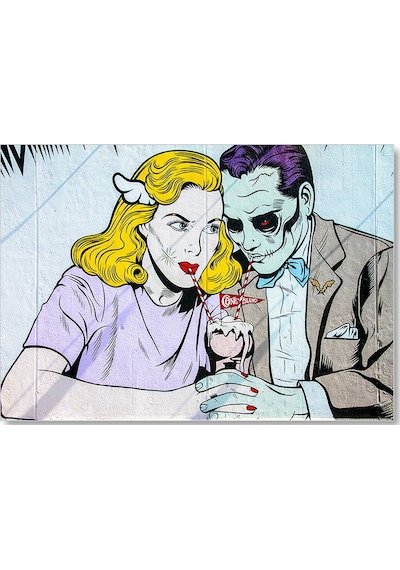 Cakasepetim Joker Ve Harley Quinn Vintage Ahşap Mdf Tablo