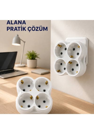 Tek Prizi 4 Lü Yapan Priz Adaptörü Direkt Prize Takılan Çoklayıcı 2 Adet Set Diğer