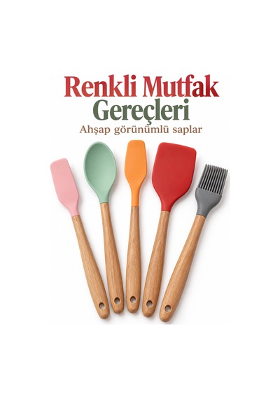 Mutfak Seti Renkli Başlıklı - Lisinya Çok Renkli