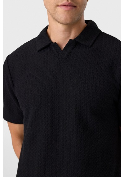 Back And Bond Regular Fit Düğmesiz Siyah Polo Yaka Tişört
