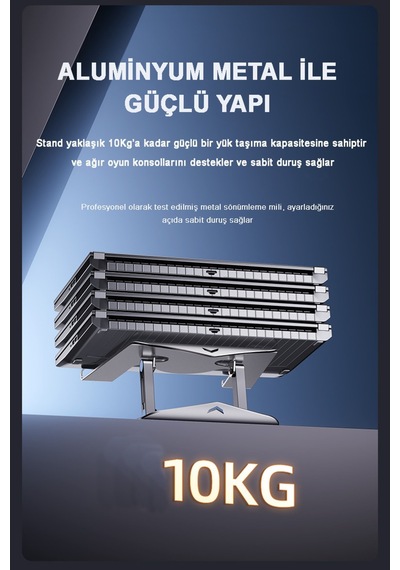 Mc-h20-1 Aluminyum 360 Döner, Katlanır,yükseklik Ve Açı Ayarlı Laptop, Notebook,tablet Standı Gümüş