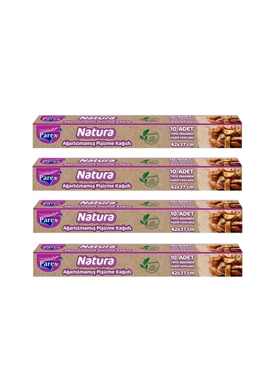 Natura 4 Adet Ağartılmamış Organik Hazır Kesilmiş Pişirme Kağıdı 10'lu Diğer