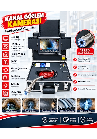 Kanal Gözlem Kamerası 25 Metre 9.4"