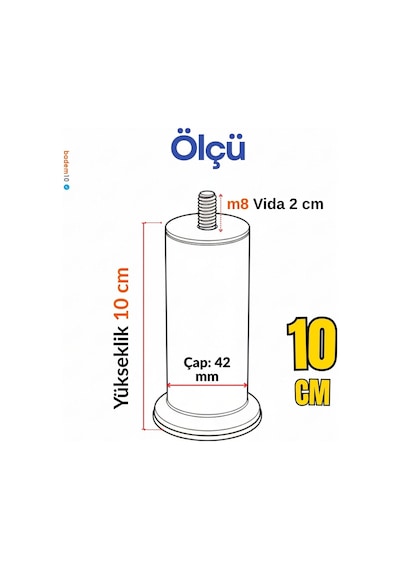 Krom Gümüş 10 Cm Metal 4 Adet Mobilya Ayağı Modern Koltuk Kanepe Ayak Tv Ünite M8 Civatalı Ayakları 6395751